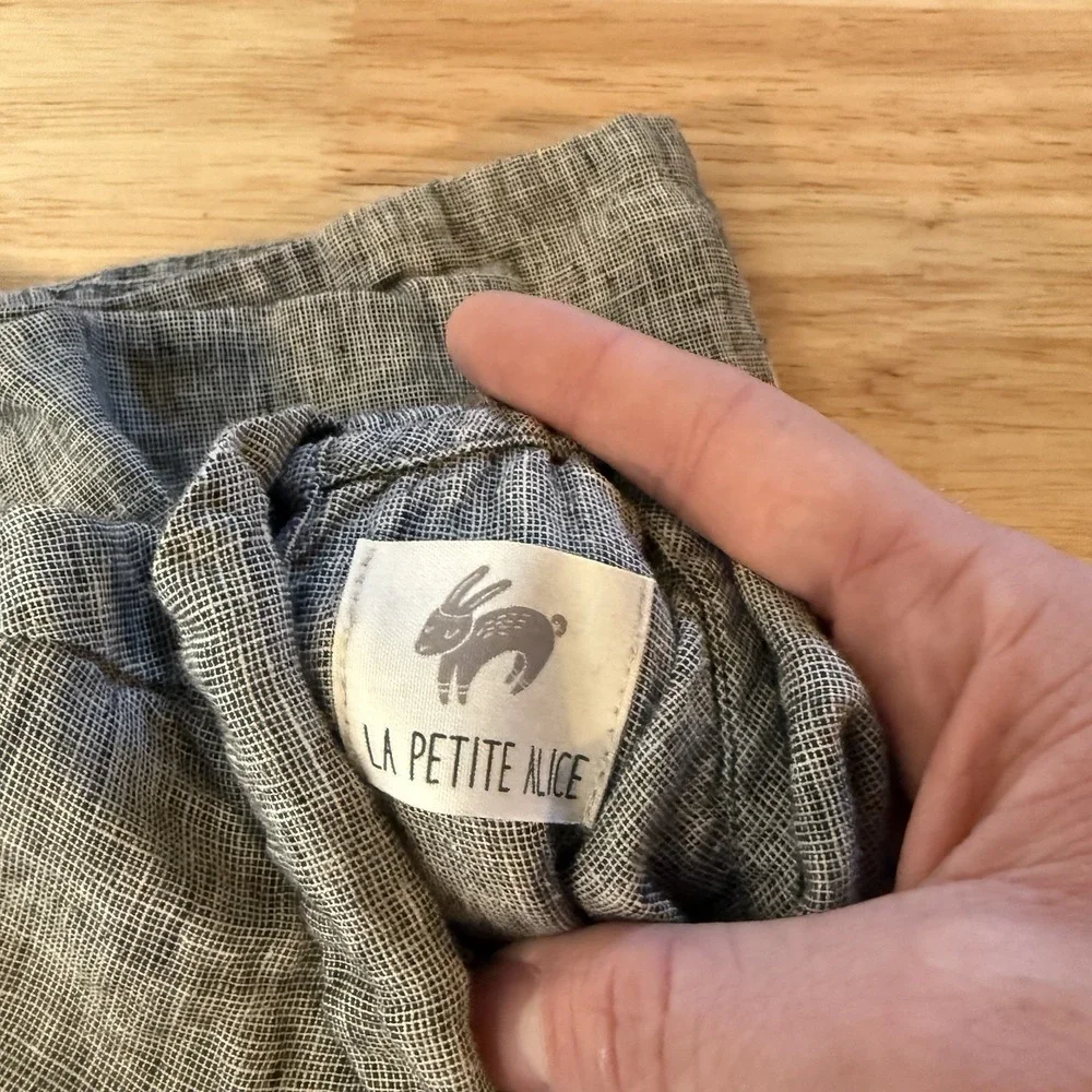 LA petite alice dress girls 2-3 years linen gray mini